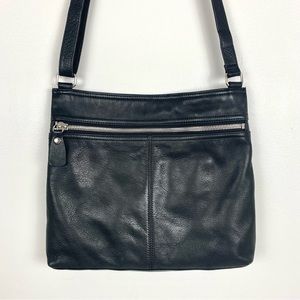 Margot Lorna Hobo Bag Black Large Crossbody Genuine Leather 13.5x11.25x1.5 in.